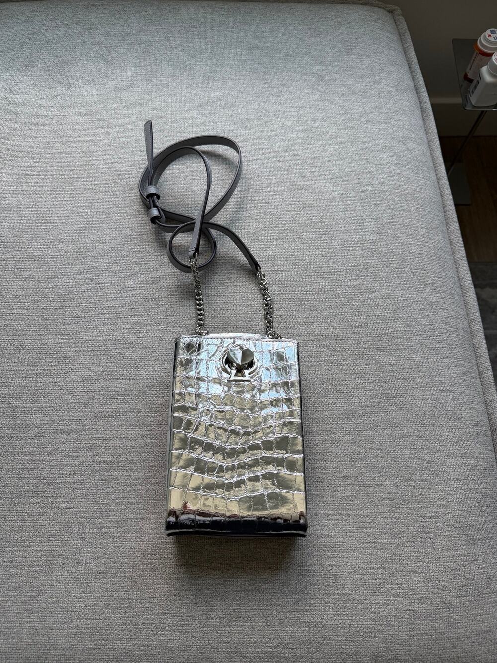 Kate Spade Metallic Silver Croc Crossbody